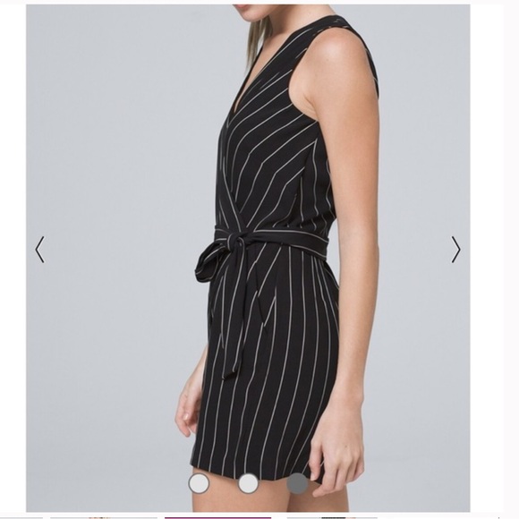 WHBM Black & White Striped Wrap Romper size 4 - Picture 3 of 14
